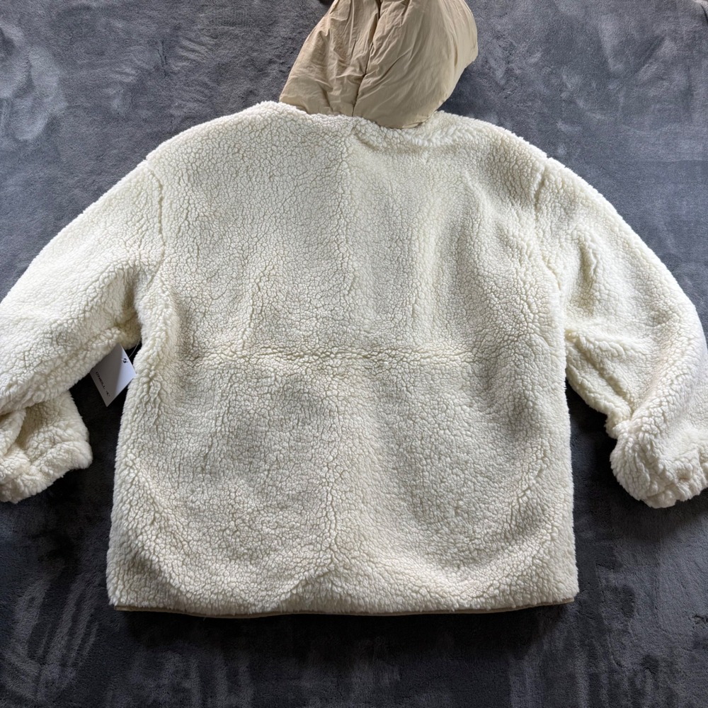 O'Neill Womens Sherpa Quilted Hooded Jacket Cream Tan Mixed Media Size M - Picture 9 of 10